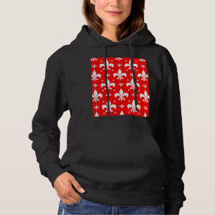 Red Fleur-de-lis Pattern Design Hoodie