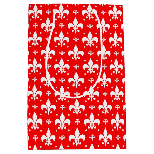Red Fleur-de-lis Pattern Design  Medium Gift Bag (Front)