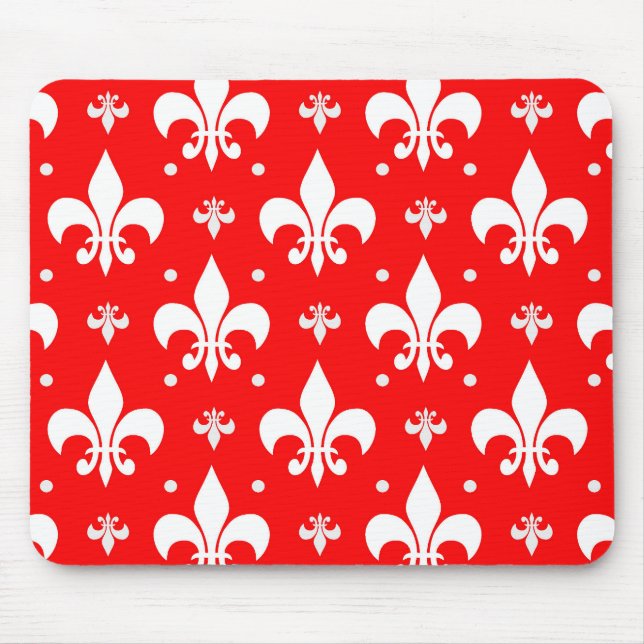 Red Fleur-de-lis Pattern Design  Mouse Pad (Front)