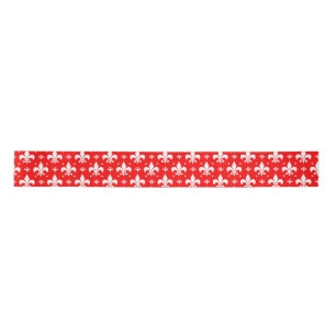 Red Fleur-de-lis Pattern Design  Satin Ribbon