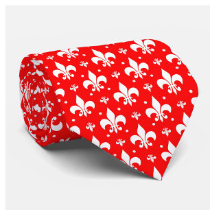 Red Fleur-de-lis Pattern Design  Tie
