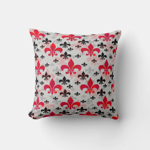 Red Fleur De Lis Surface Pattern Design Cushion