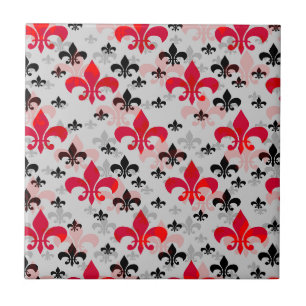 Red Fleur De Lis Surface Pattern Design Tile