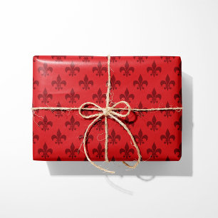Red Fleur-de-Lis Wrapping Paper