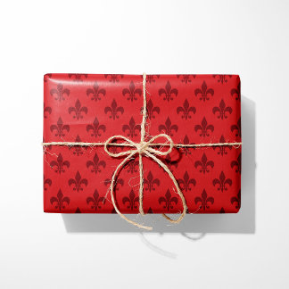 Red Fleur-de-Lis Wrapping Paper