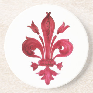 RED FLEUR DE LISE COASTER