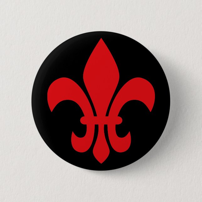 Red Fleur de Lys 6 Cm Round Badge (Front)