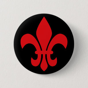 Red Fleur de Lys 6 Cm Round Badge