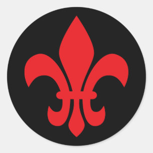 Red Fleur de Lys Classic Round Sticker