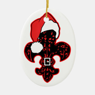 Red Fleur de Santa Ceramic Tree Decoration