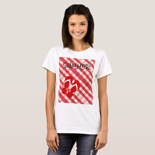 Red Flip Flop Summer T-Shirt (Front Full)