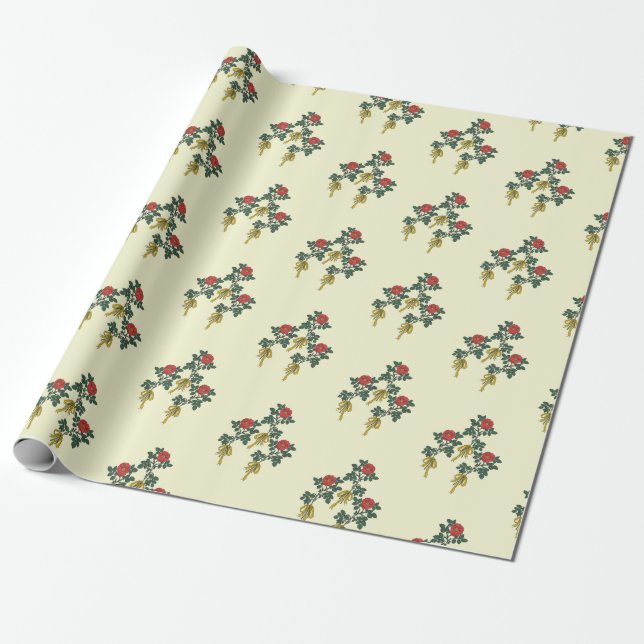 Red Flora Wrapping Paper (Unrolled)
