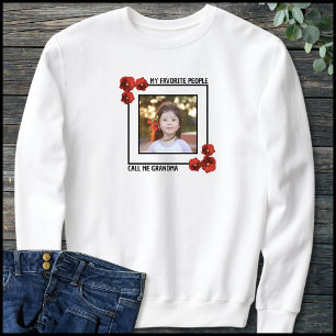Red Floral 1 Photo Cute Saying Best Grandma Sweatshirt