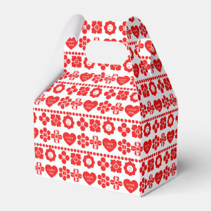 Red floral and heart pattern for Valentine's Day Favour Box