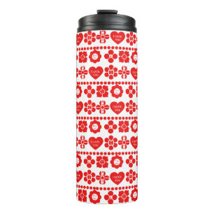 Red floral and heart pattern for Valentine's Day Thermal Tumbler