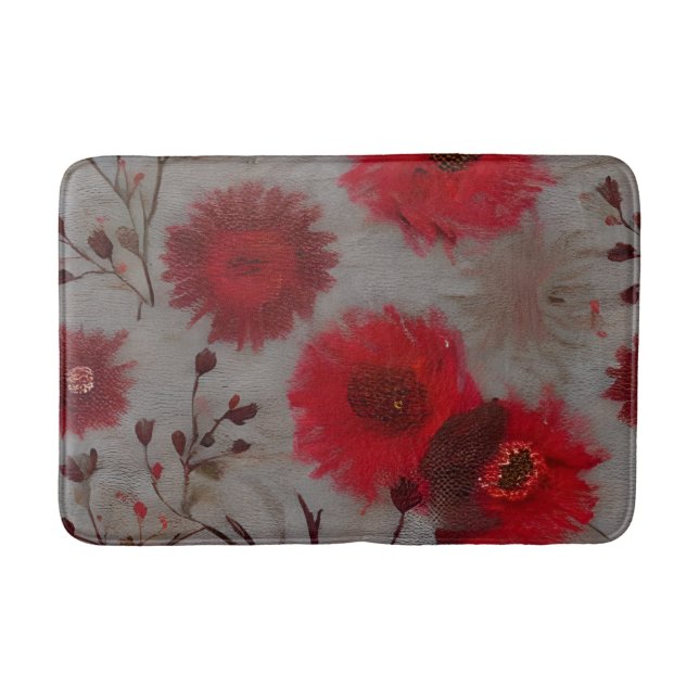 Red Floral Bath Mat (Front)