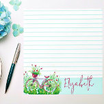 Red floral bicycle personalised notepad<br><div class="desc">Red floral bicycle personalised</div>
