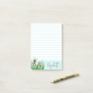 Red floral bicycle personalised post-it notes
