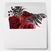 Red Floral & Black Feather