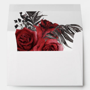 Red Floral & Black Feather Envelope
