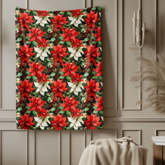 Red Floral Blanket Classic Christmas Couch Style (Red Floral Blanket Classic Christmas Couch Style)