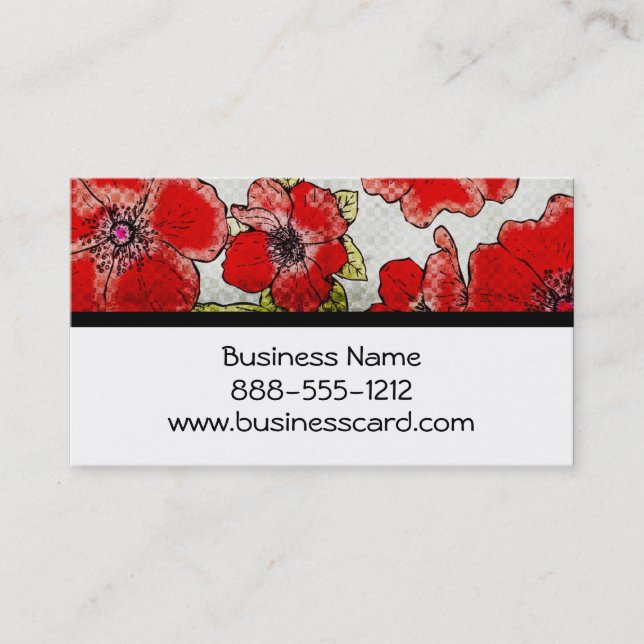 Red Floral Bliss Business Card (Front)