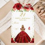 Red Floral Blonde Hair Girl Happy Birthday Gift Tags<br><div class="desc">This elegant and glamourous happy birthday gift tag can be personalised with a name. The design features a beautiful princess with blonde hair and fair skin in a red ball gown. The text combines handwritten script and modern sans serif fonts for a classy and sophisticated look. The floral arrangements, butterflies...</div>