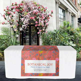 Red Floral Boho Pop Up Shop Table Runner Sign Tapestry