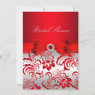 Red Floral & Bow Bridal Shower Invite
