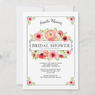 Red Floral Bridal Shower Invitation