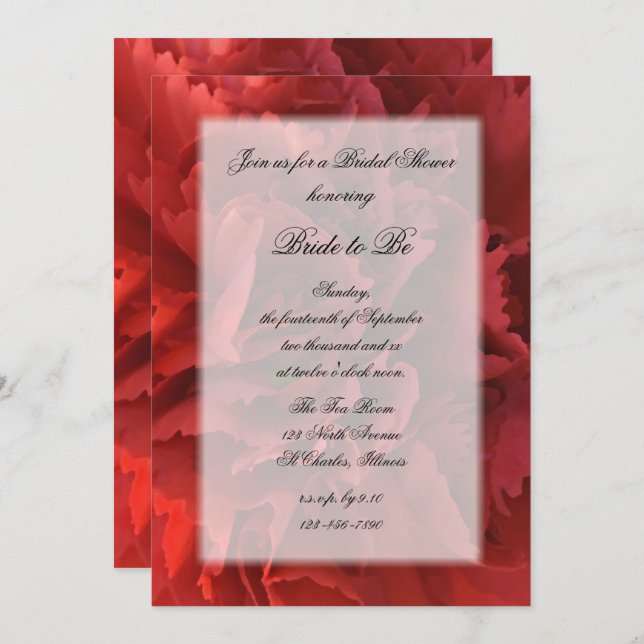 Red Floral Bridal Shower Invitation (Front/Back)