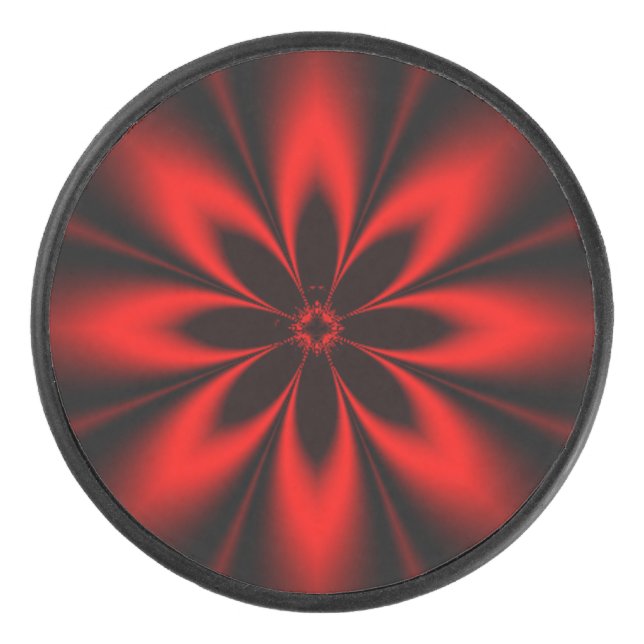 Red Floral Burst Hockey Puck (Front)