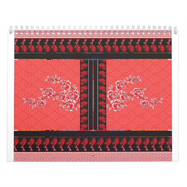 Red Floral Calendar | Bold Art Pattern Wall Style (Cover)