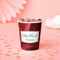 Red Floral Carnation Wedding Paper Cups