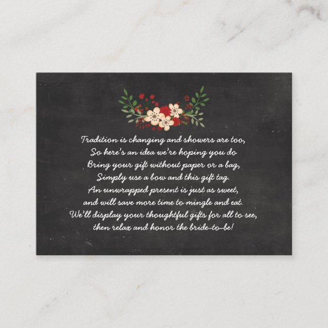 Red Floral Chalkboard No wrap insert bridal shower (Front)