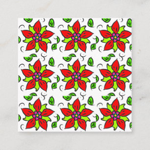 Red Floral Chic Square Business Card