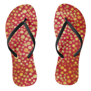 Red Floral Chiyogami Pattern Jandals