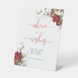 Red Floral Christmas Advice & Wishes Signs