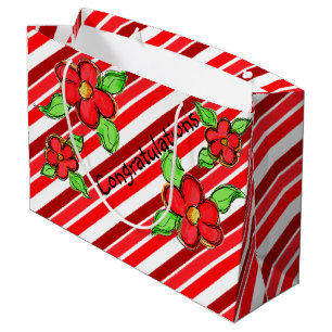 Red Floral Congratulations Gift Bag