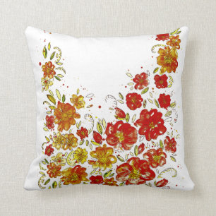 Red floral cushion