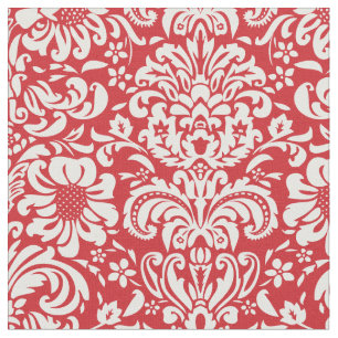 Red Floral Damask Fabric