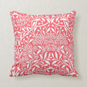 Red Floral Damask Pattern Cushion