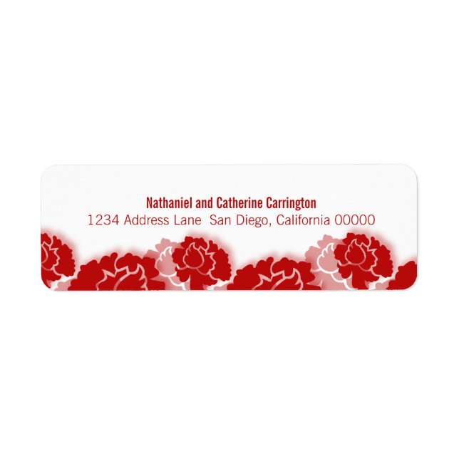 Red Floral Decadence Return Address Labels (Front)