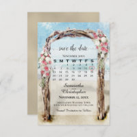 Red Floral Driftwood Beach Arbor Calendar Wedding
