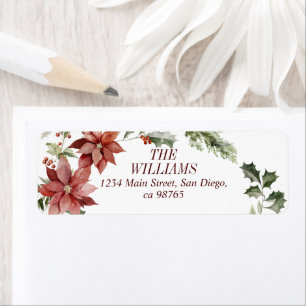 Red Floral Elegant Watercolor Merry Christmas
