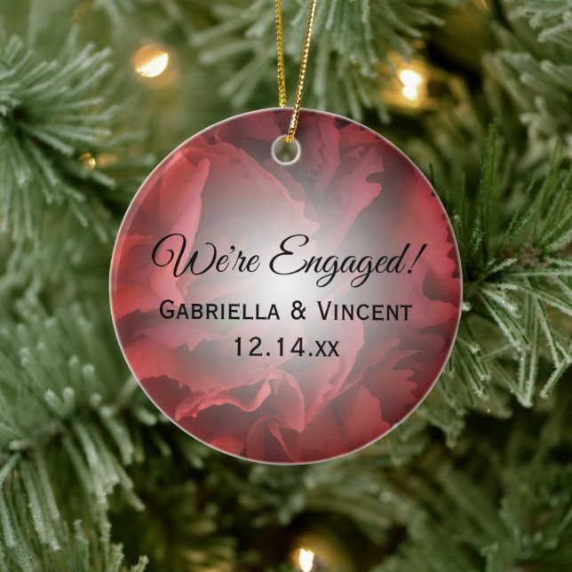 Red Floral Engagement Ceramic Tree Decoration (Tree)