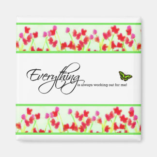 Red Floral - Everything is always working out Magnet