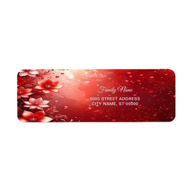 Red Floral Festive Return Address (Front)