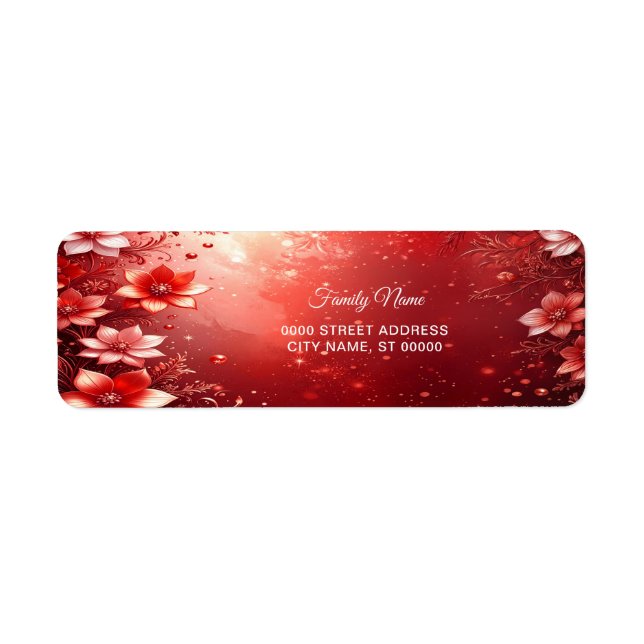 Red Floral Festive Return Address (Front)