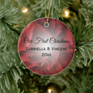 Red Floral First Christmas Together Ceramic Tree Decoration
